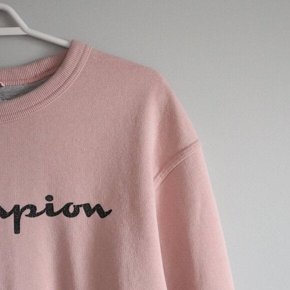 Champion Women's Pink Medium Pullover Fleece Crew Long Sleeve Stretch Sweater - Picture 6 of 11